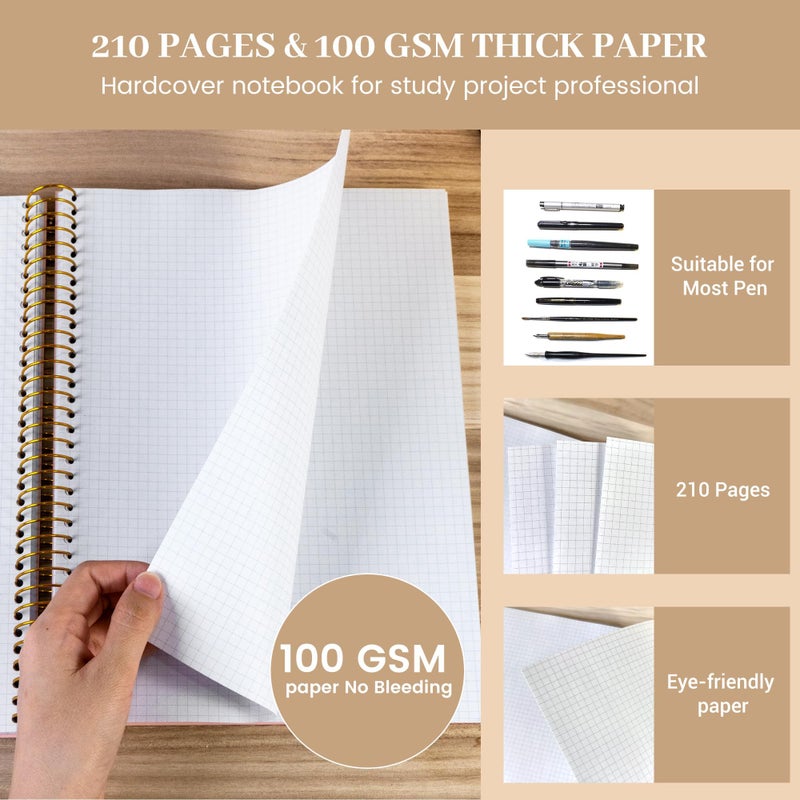 FLYING EAGLE 8.5 x 11 Large Graph Notebook Journal Spiral Graph Grid Notebook 210 Pages Hardcover Notebooks Engineering Paper Notebook Graphing Notebook for Men Women, Blue - Image 5