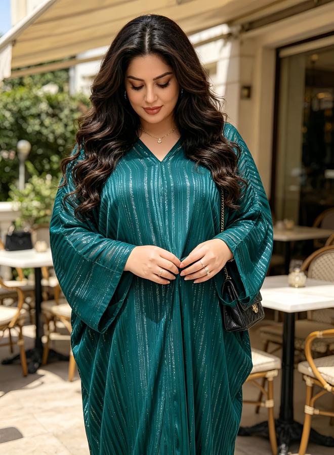 Take Two Teal Kaftan Maxi Dress with Stripes - Image 4