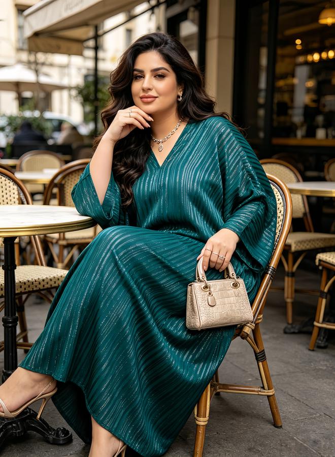 Take Two Teal Kaftan Maxi Dress with Stripes - Image 5