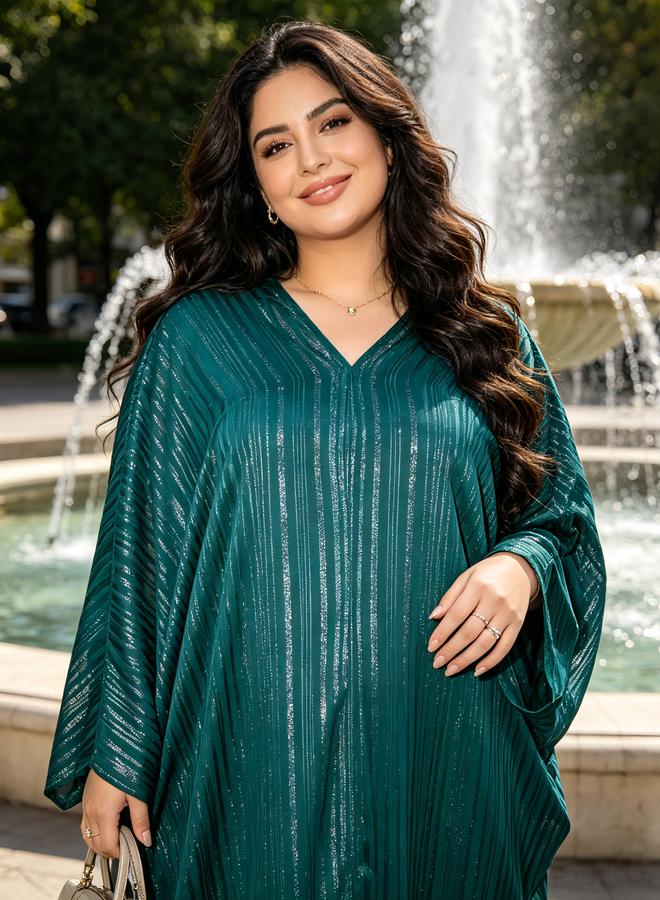 Take Two Teal Kaftan Maxi Dress with Stripes - Image 3