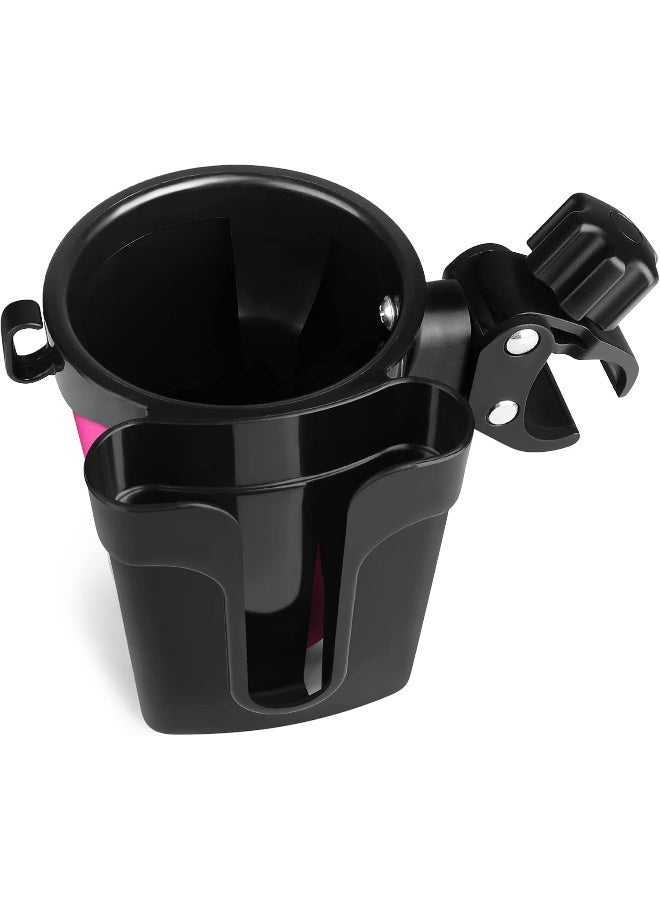 accmor حامل أكواب عربات الأطفال من أكمور مع حامل الهاتف والمفاتيح، 3 في 1 حامل أكواب عالمي للمشروبات زجاجات عربات الأطفال، الدراجات، الكراسي المتحركة، المشايات، السكوترات، أسود وردي - Image 3