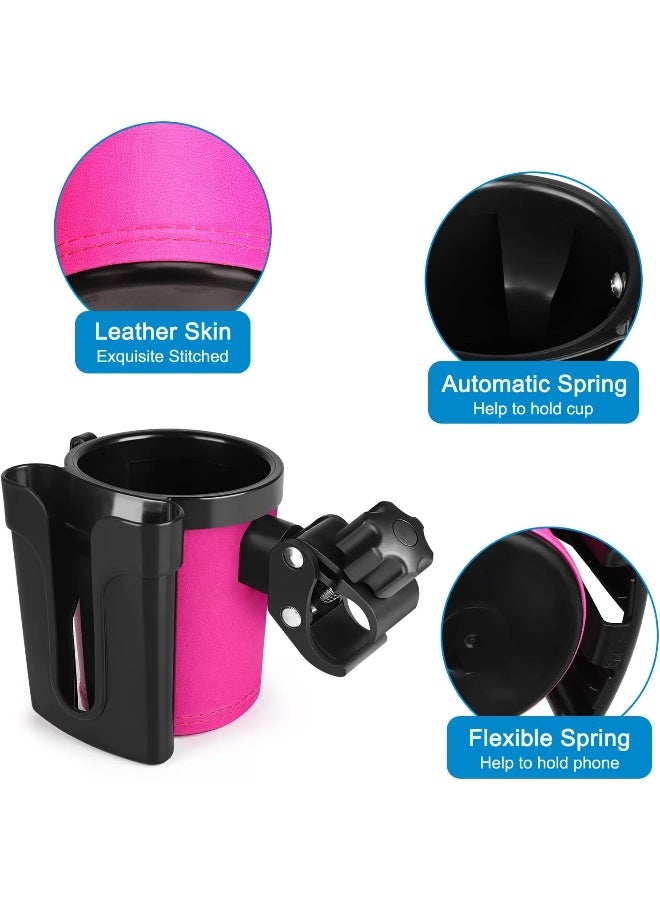 accmor حامل أكواب عربات الأطفال من أكمور مع حامل الهاتف والمفاتيح، 3 في 1 حامل أكواب عالمي للمشروبات زجاجات عربات الأطفال، الدراجات، الكراسي المتحركة، المشايات، السكوترات، أسود وردي - Image 5