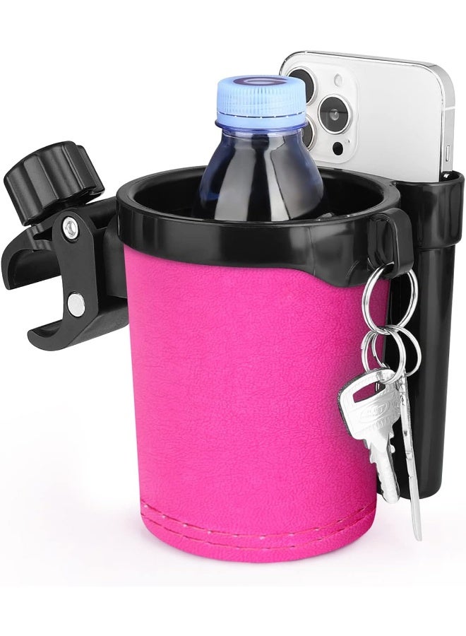 accmor حامل أكواب عربات الأطفال من أكمور مع حامل الهاتف والمفاتيح، 3 في 1 حامل أكواب عالمي للمشروبات زجاجات عربات الأطفال، الدراجات، الكراسي المتحركة، المشايات، السكوترات، أسود وردي - Image 1