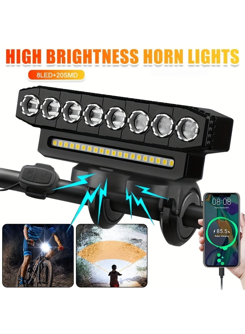 Bike Light,High Lumens Super Bright Bicycle Light, 6 Modes USB Rechargeable Bike Headlight & Tail Light Set, Waterproof Safety Bike Front & Rear Light for Road, Mountain, Night Riding - Image 1