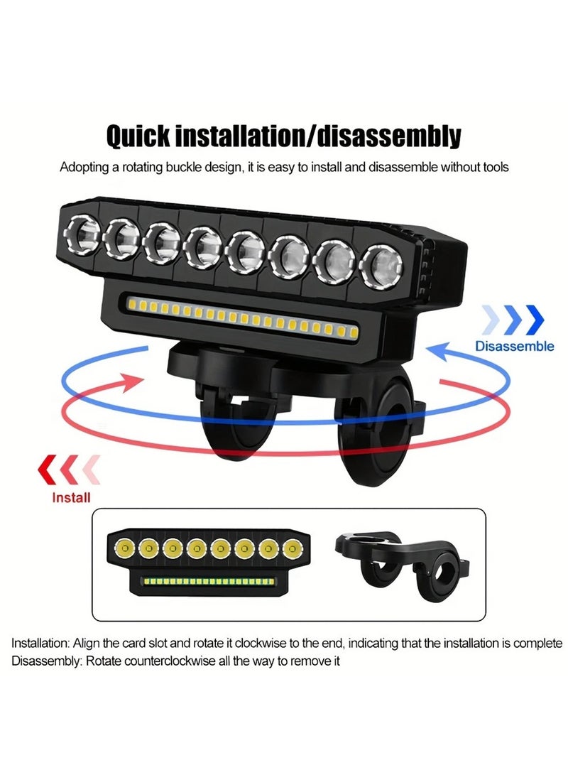 Bike Light,High Lumens Super Bright Bicycle Light, 6 Modes USB Rechargeable Bike Headlight & Tail Light Set, Waterproof Safety Bike Front & Rear Light for Road, Mountain, Night Riding - Image 3