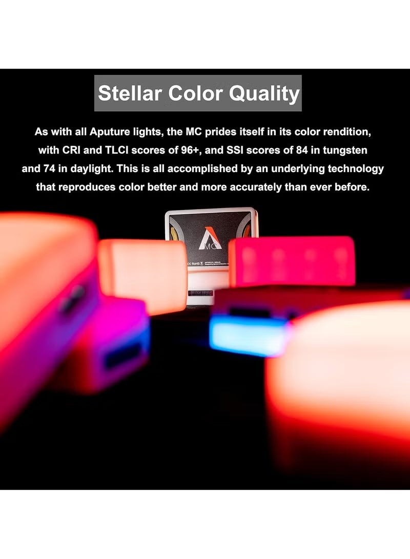 Aputure Amaran AL-MC RGBWW On Camera Video Light, CRI/TLCI 96+, Temperature 3200K-6500K, HSI Mode, Support Magnetic Attraction and App with USB-C PD and Wireless Charging - Image 4