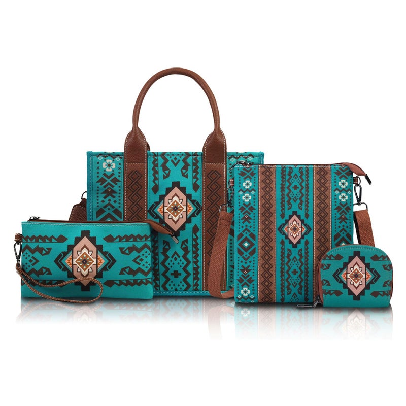Ready-Made Ethnic Style Canvas Bag, Mother-In-Law Bag, Tote Bag, Four-Piece Set, Bohemian Style Portable Large-Capacity Bag - Image 1