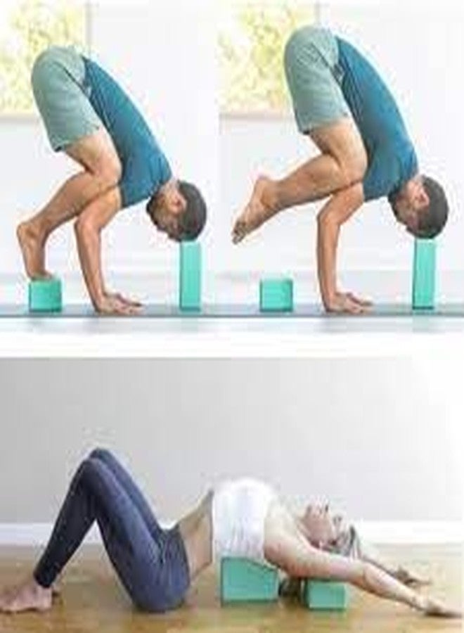 The Yogis مجموعة مكعبات اليوغا من يوغي، قطعتان، مصنوعة من إسفنج عالي الكثافة لتمارين التمدد والتوازن، إكسسوارات يوغا فاخرة للنساء والرجال، مقاس كبير جدًا 3×6×9 بوصة مع حزام. - Image 5