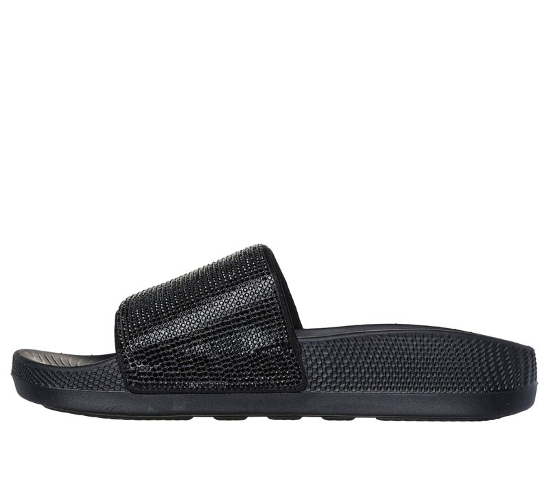 Skechers Women's Single Band Slide Sandal, Black/Black, 9 - Image 2
