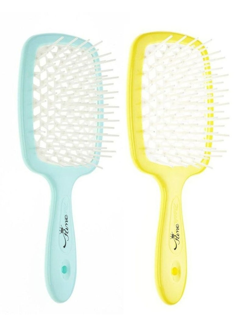 Prime Hair Brush Professional Detangler Superbrush Scalp Massage Comb Paddle Brush Ribs Comb Vented Detangling Hair Brush for Long Thick Thin Curly Tangled Wet Dry Hair Detangler Set of 2  - Image 1