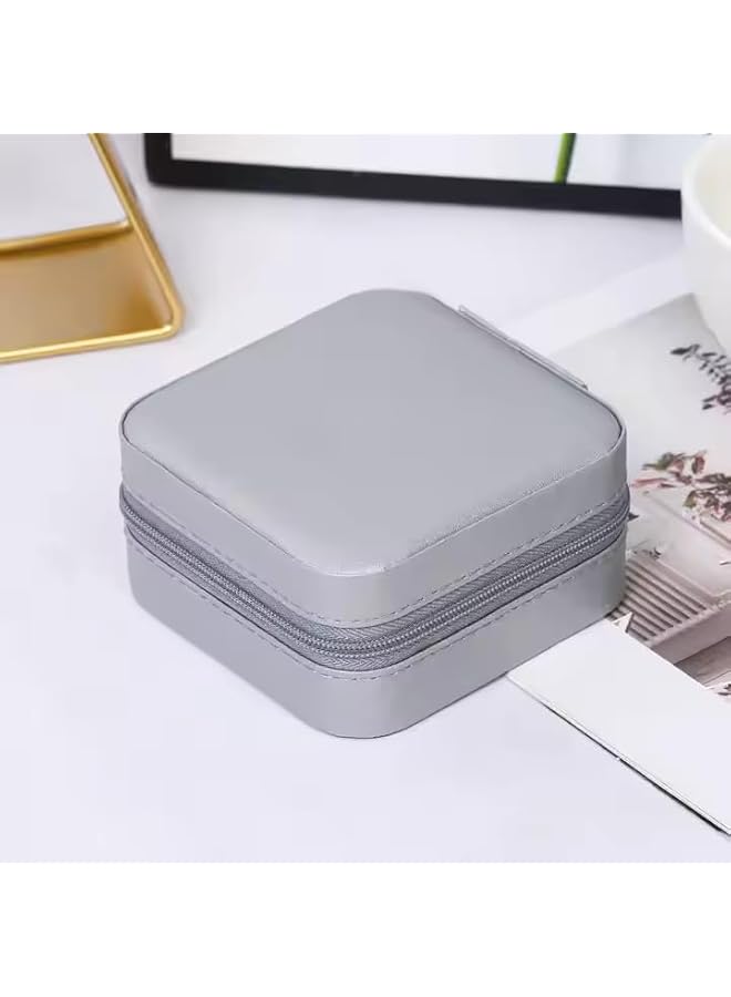 The Bros Gray PU Leather Jewelry Organizer – Compact Travel Jewelry Box, Adjustable Compartments, Velvet Lining | Gift for Eid, Weddings, Dubai Travel - Image 4