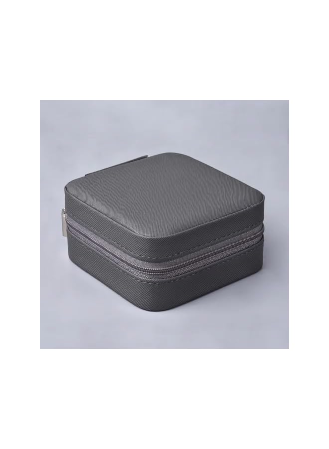 The Bros Gray PU Leather Jewelry Organizer – Compact Travel Jewelry Box, Adjustable Compartments, Velvet Lining | Gift for Eid, Weddings, Dubai Travel - Image 5