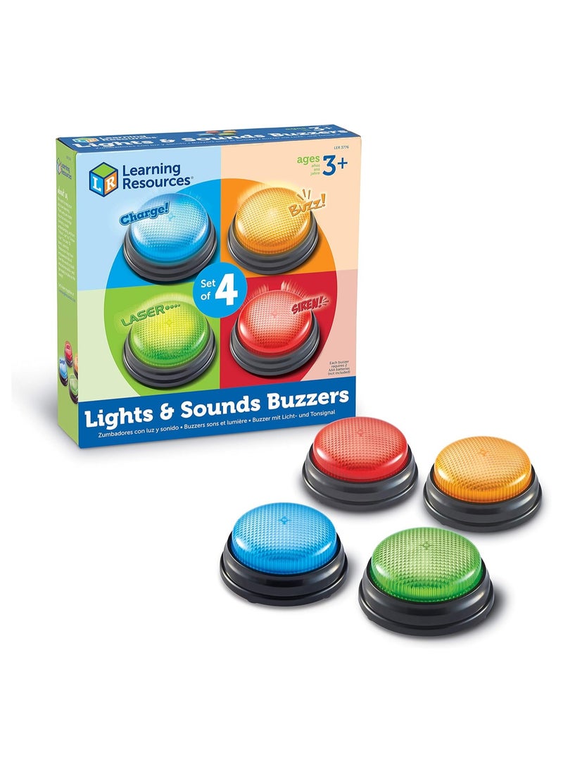 Learning Resources Learning Resources Lights and Sounds Family Night Game Show Classroom Accessories Siren Buzzer Laser and Charge Set of 4 Ages 3+ Multicoloured  - Image 1