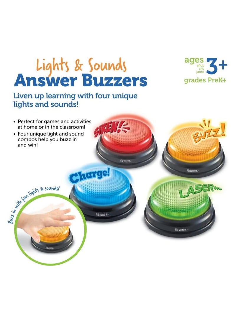 Learning Resources Learning Resources Lights and Sounds Family Night Game Show Classroom Accessories Siren Buzzer Laser and Charge Set of 4 Ages 3+ Multicoloured  - Image 3