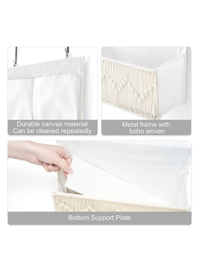 Mkono Macrame Over The Door Organizer, Boho Storage Decor with 3 Woven Pockets, Bedroom Closet Door Hanging Organizer for Baby Nursery Bathroom Pantry Dorm Kids Toys Diapers, Ivory - Image 5