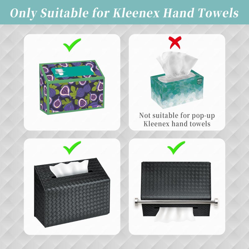 NiHome PU Leather Tissue Box Cover for Kleenex Hand Towels, Versatile for Countertops and Towel Racks, Leather Enhances Home Decor, Easy to Use with Exquisite Edging Craftsmanship (Black) - Image 2