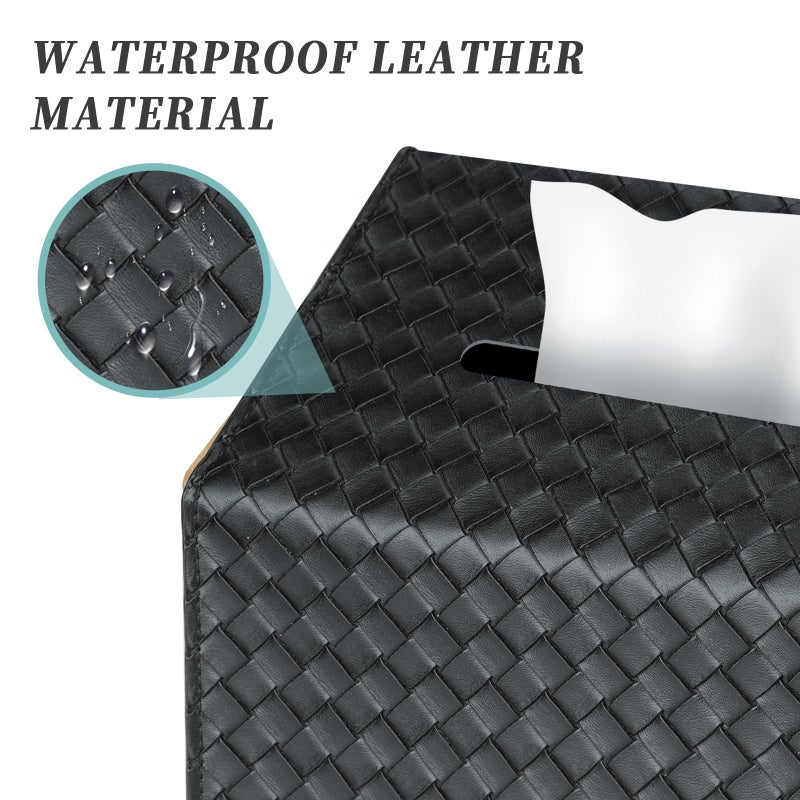 NiHome PU Leather Tissue Box Cover for Kleenex Hand Towels, Versatile for Countertops and Towel Racks, Leather Enhances Home Decor, Easy to Use with Exquisite Edging Craftsmanship (Black) - Image 4