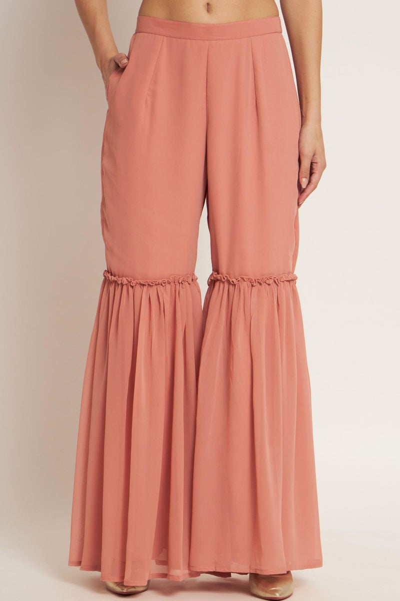 Shopping Queen شوپينج كوين - مجموعة كورتا شارارا مستقيمة من جورجيت للنساء مع دوبتة (A503_Peach_4XL) - Image 4