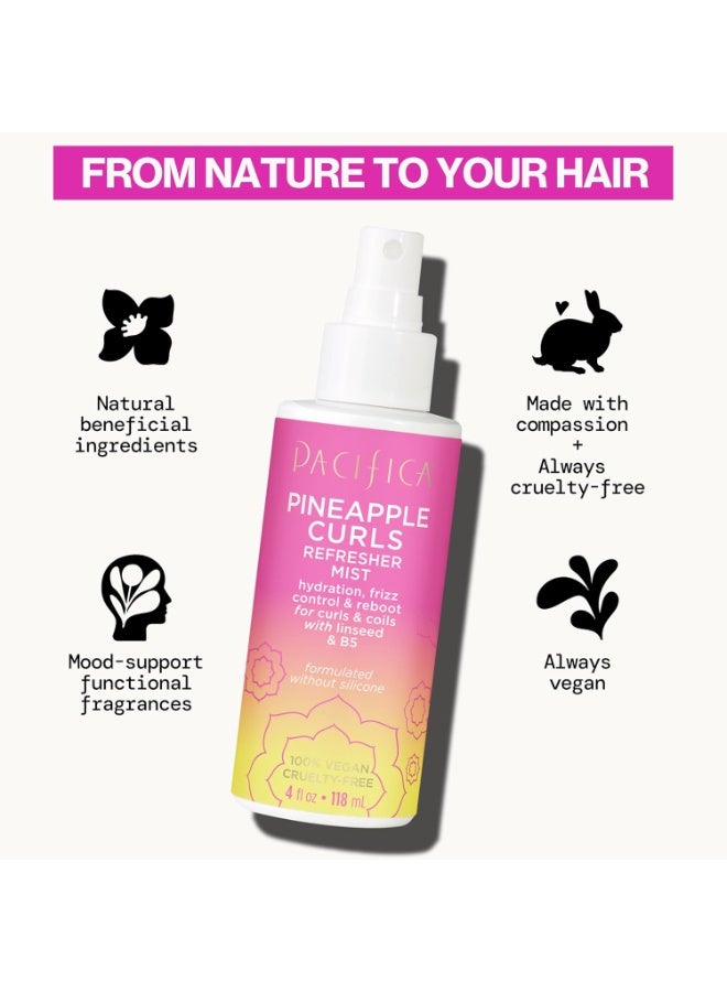 Pacifica Pineapple Curls Refresher Mist - Curl Refresher Spray, with Hyaluronic Acid, Vitamin B5 and Plant Oils, Vegan and Dermatologist Tested Curly Hair Products and Wavy Hair Products - 4 Fl Oz - Image 5