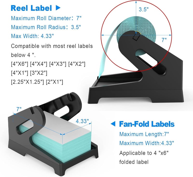 BRONTIX Thermal Label Roll Holder for Desktop Barcode & Shipping Label Printers | Supports Roll & Fan-Fold Stickers | Adjustable Multi-Size Label Stand - Image 4