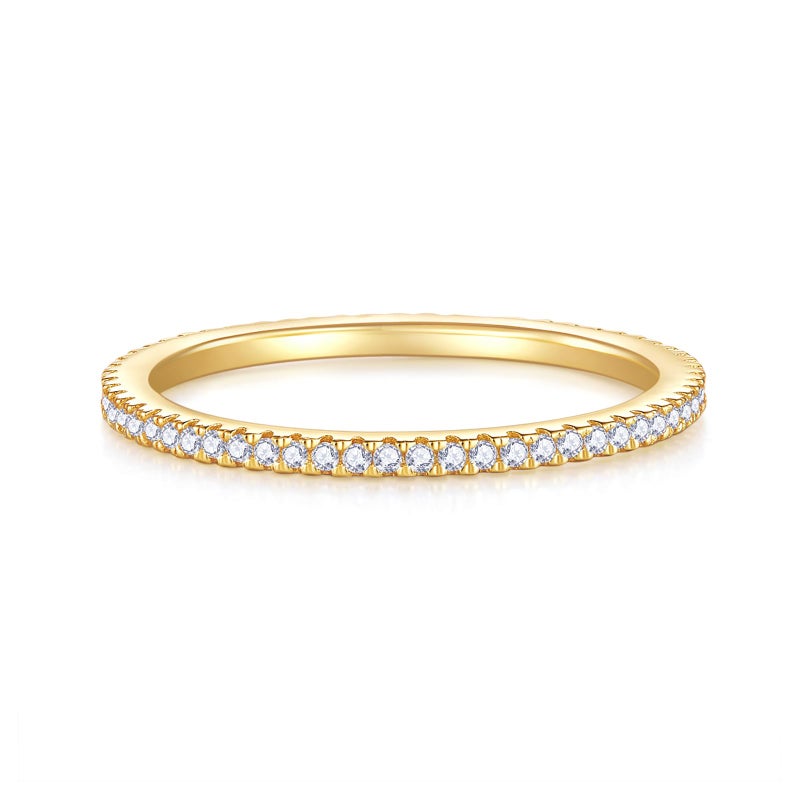 MINDDHA Stackable Rings for Women- Cubic Zirconia Simulated Diamond Stackable Eternity Bands/Gold Color - 1.5mm Stacking Rings for Oura Gen 4/Oura Gen 3 Size 8 - Image 3