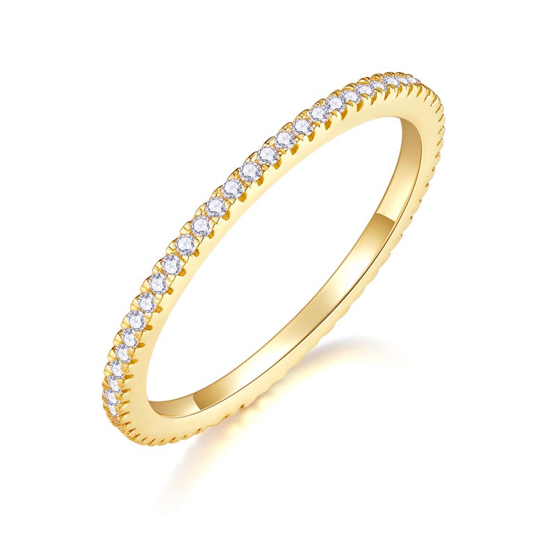 MINDDHA Stackable Rings for Women- Cubic Zirconia Simulated Diamond Stackable Eternity Bands/Gold Color - 1.5mm Stacking Rings for Oura Gen 4/Oura Gen 3 Size 8 - Image 1