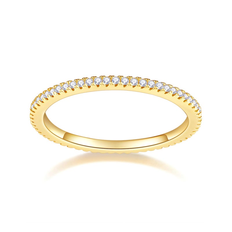 MINDDHA Stackable Rings for Women- Cubic Zirconia Simulated Diamond Stackable Eternity Bands/Gold Color - 1.5mm Stacking Rings for Oura Gen 4/Oura Gen 3 Size 8 - Image 4