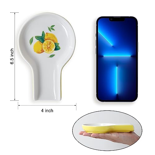 HAPPY KIT Spoon Rest - Lemon Spoon Rest for Stove Top for Cooking Spoons Spatula Lemon Kitchen Decor Ceramic Spoon Holder for Kitchen Counter with Gift Box Ready - Image 2