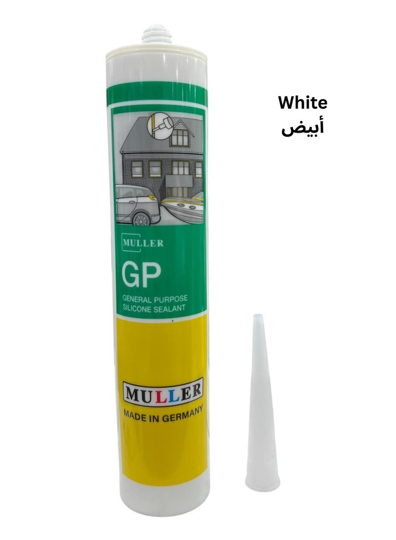 Muller Made in Germany General Purpose Silicone Sealant, White, 280g - Image 1