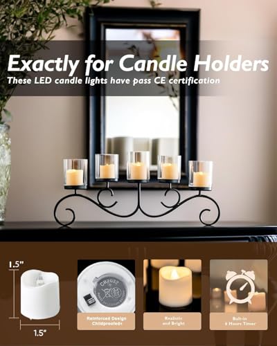 Homemory 12Pack Timer Flameless LED Votive Candles, Long Lasting Battery Operated Tea Light with Timers, 6 Hours On and 18 Hours Off Cycle Automatically for Wedding, Table Decorations (Warm White) - Image 3