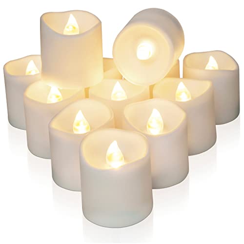 Homemory 12Pack Timer Flameless LED Votive Candles, Long Lasting Battery Operated Tea Light with Timers, 6 Hours On and 18 Hours Off Cycle Automatically for Wedding, Table Decorations (Warm White) - Image 1