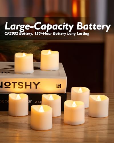 Homemory 12Pack Timer Flameless LED Votive Candles, Long Lasting Battery Operated Tea Light with Timers, 6 Hours On and 18 Hours Off Cycle Automatically for Wedding, Table Decorations (Warm White) - Image 4