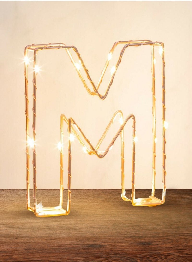 Salla Golden Letter M Glowing with LED Lights 25cm - Image 1