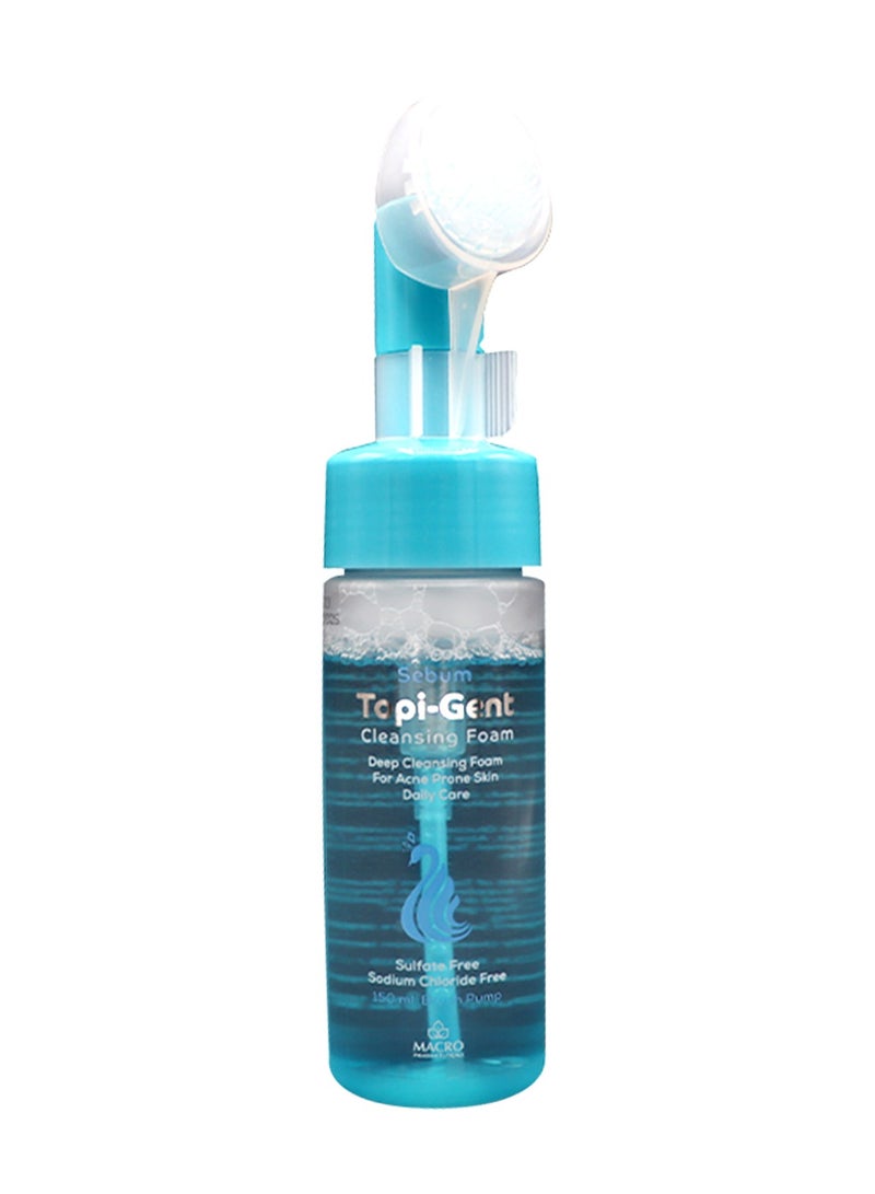 Topi-gent Sebum Foam 150ml with silicon brush for oily & Acne prone skin to acne and blackheads