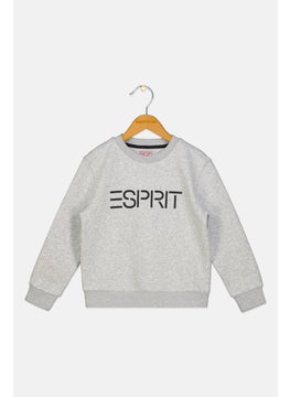 ESPRIT Kids Boy Long Sleeves Brand Logo Sweatshirt, Dark Grey  - Image 1