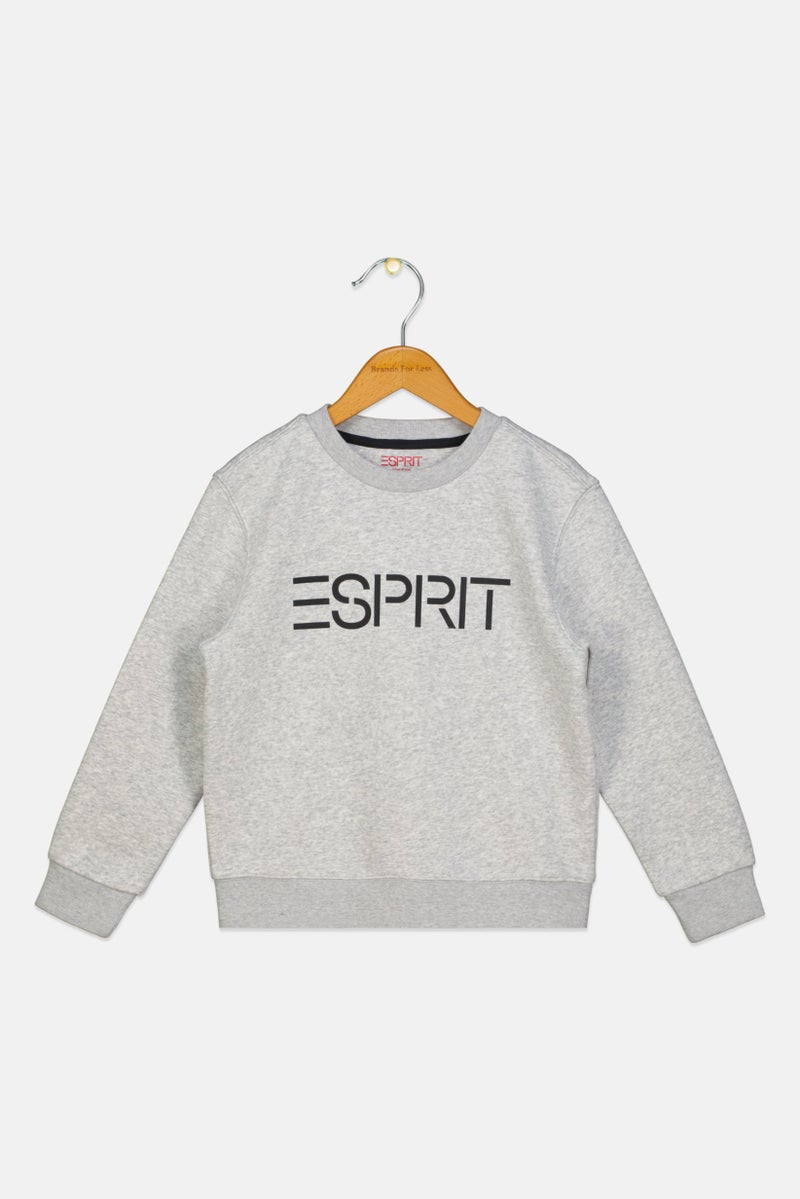 ESPRIT Kids Boy Long Sleeves Brand Logo Sweatshirt, Dark Grey - Image 1