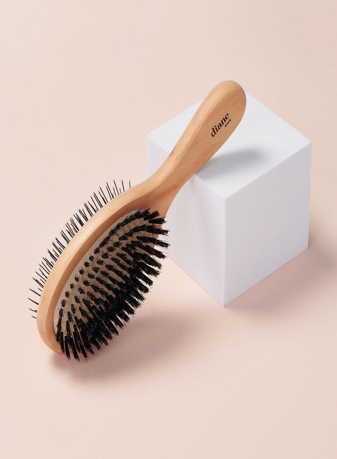 Diane فرشاة شعر ديان 2 في 1 مزدوجة الجوانب الفاخرة، فرشاة لفك تشابك الشعر وتنعيمه مع دبابيس مرنة وشعيرات خنزير مدعمة بالنايلون للشعر الرطب أو الجاف، مثالية لأنواع الشعر الناعم إلى المتوسط - Image 5
