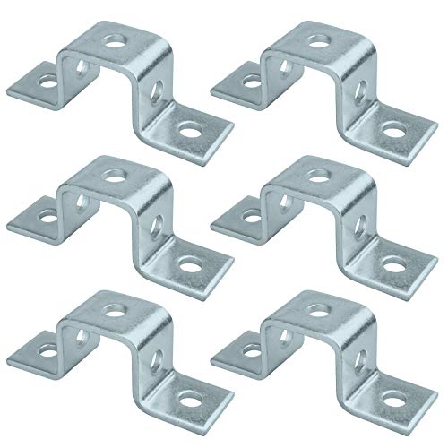 heneng 6 Pcs 5 Hole U Shaped Fitting for 1-5/8" Strut Channel, Cross Connector Bracket U Support, 3/16" Thick - Image 1