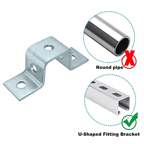 heneng 6 Pcs 5 Hole U Shaped Fitting for 1-5/8" Strut Channel, Cross Connector Bracket U Support, 3/16" Thick - Image 4