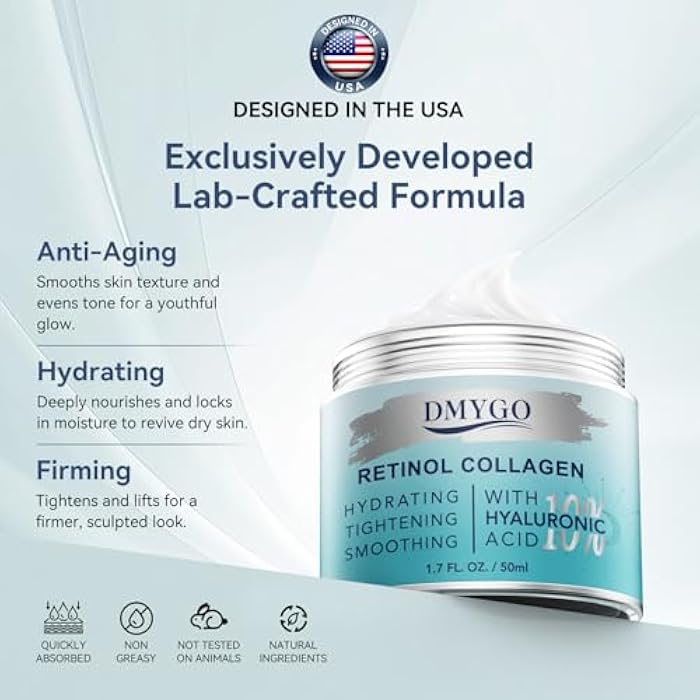 DMYGO Instant Face Lift Cream with Retinol, Collagen & Hyaluronic Acid, Neck Cream for Tightening and Firming - Anti Aging Face Moisturizer for Women & Men Reduce Wrinkle, Retinol Cream for Face, 1.7 FL OZ - Image 4