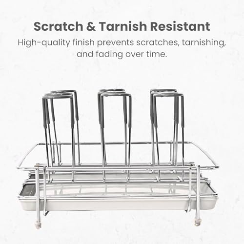 LIFE TIME Stainless Steel Glass Stand with Water Draining Tray – Heavy Duty 9 Glass Holder for Kitchen & Dining Table, Rust-Resistant, Space-Saving Organizer for Everyday Use - Image 4