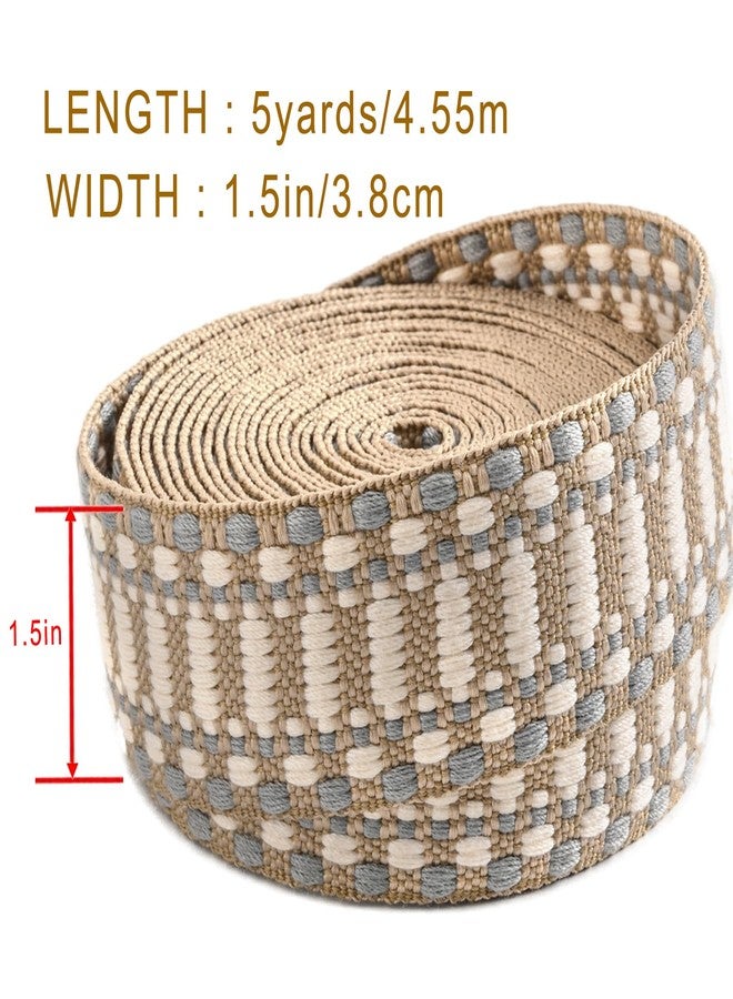 Shein Heavy Cotton Webbing 1.5 Inch 2 Inch Webbing Strap for Bag Straps, Outdoors Indoors Arts and Crafts, High Density Webbing with Jacquard Embroidery Pattern - Color 2-1.5" 5 Yards - Image 2