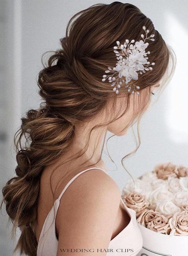 Zikra Bride Wedding Hair Comb, Flower Women Side Hair Clips Wedding Accessories for Brides and Girls - Image 1