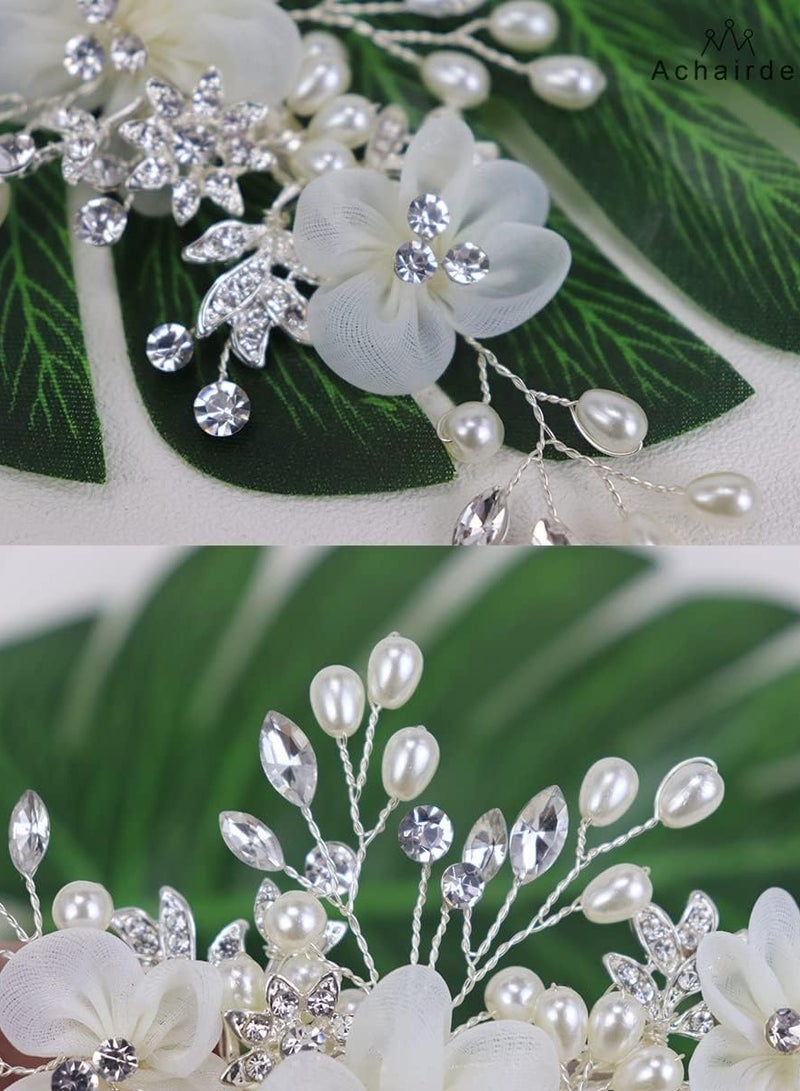 Zikra Bride Wedding Hair Comb, Flower Women Side Hair Clips Wedding Accessories for Brides and Girls - Image 3