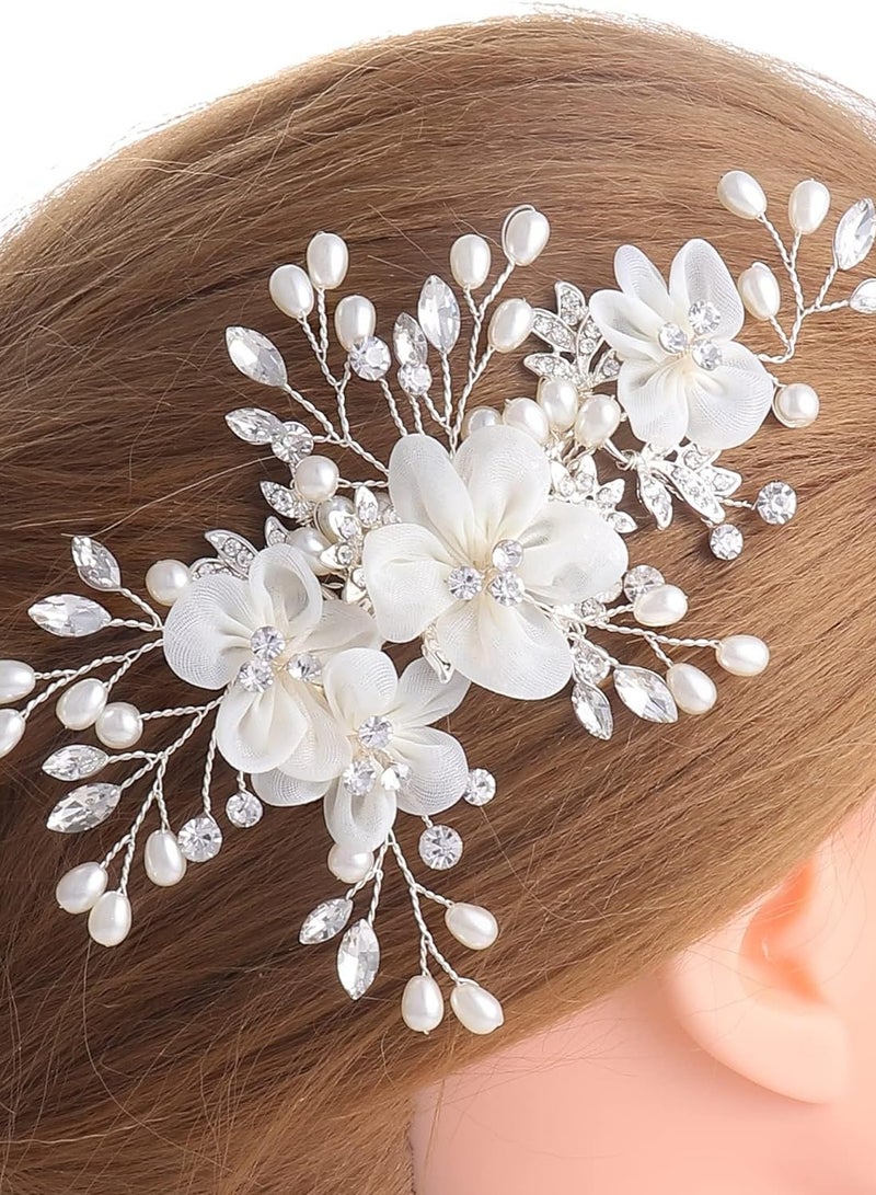 Zikra Bride Wedding Hair Comb, Flower Women Side Hair Clips Wedding Accessories for Brides and Girls - Image 2