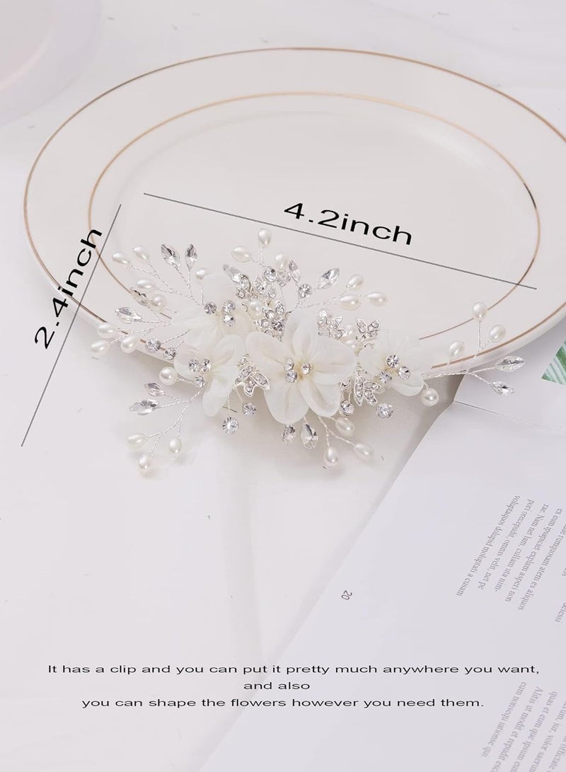 Zikra Bride Wedding Hair Comb, Flower Women Side Hair Clips Wedding Accessories for Brides and Girls - Image 4