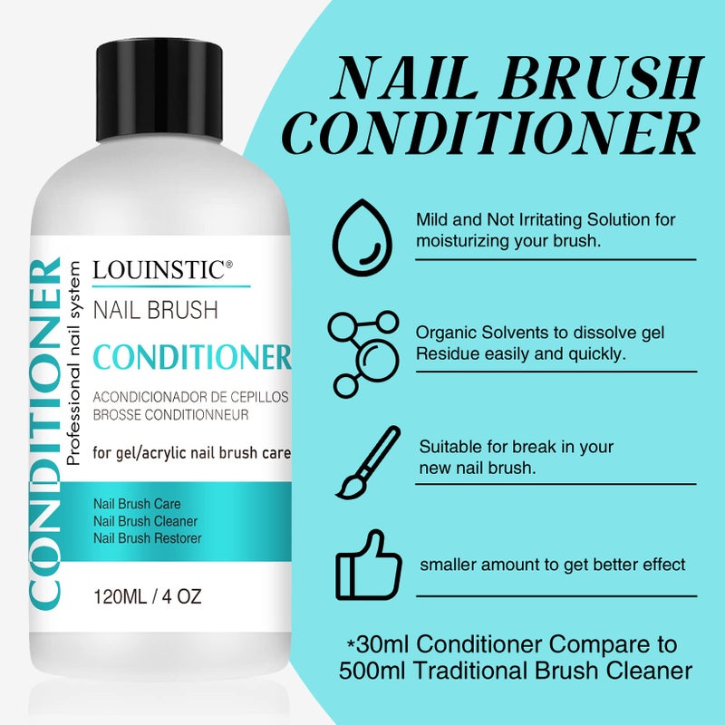 LOUINSTIC Acrylic Nail Brush Cleaner - Quickly Clean Gel/Acrylic Nail Brushes, Paint Brushes, Airbrushes, Art Tools, Nail Brush Cleaner Conditioner Preserver and Restorer 4 OZ - Image 4