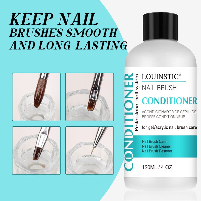 LOUINSTIC Acrylic Nail Brush Cleaner - Quickly Clean Gel/Acrylic Nail Brushes, Paint Brushes, Airbrushes, Art Tools, Nail Brush Cleaner Conditioner Preserver and Restorer 4 OZ - Image 5