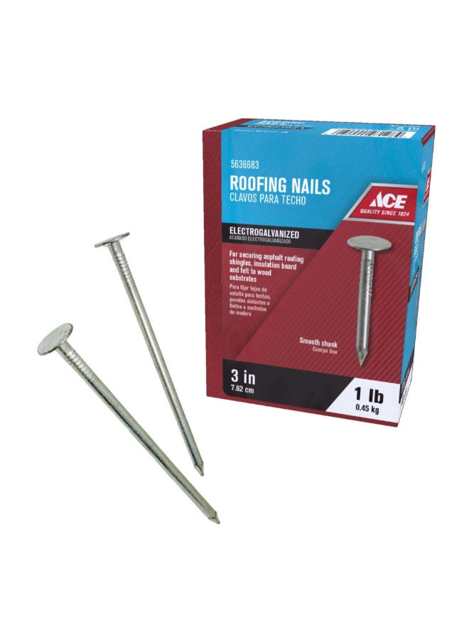 ACE Electrogalvanized Flat Head Roofing Nails Silver 3 Inch ACE5636683  - Image 2