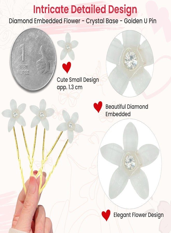 TEMPERIA (12pcs) Flower U Pins Hair Accessories for Women & Girls | Stylish Hair Bun Accessories for Wedding, Party & Festive Hairstyles | Metal Hair Pins with Flower Design - Image 3